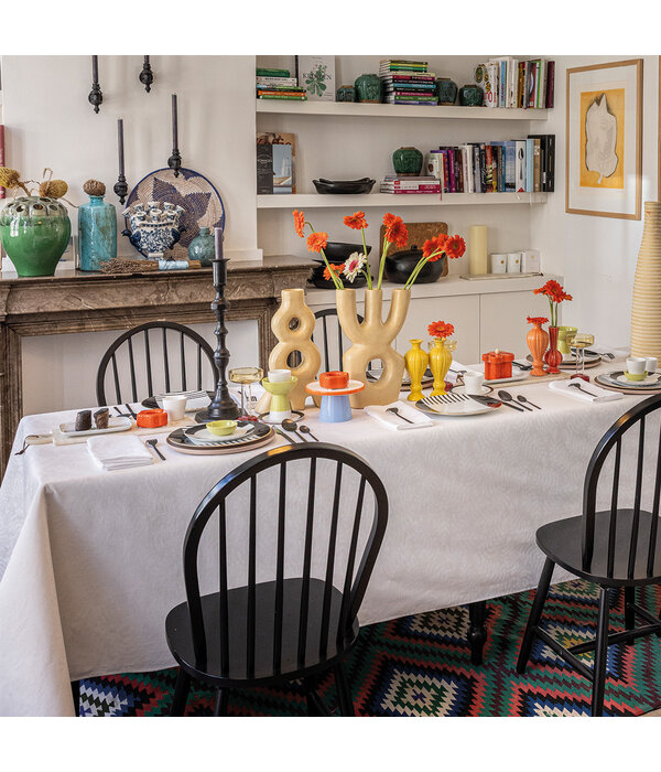 Le Jacquard Français gecoat tafellinnen Vegetal mood white, 100% katoen, vanaf