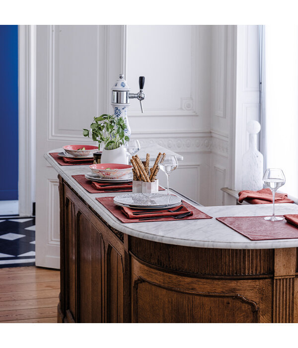 Le Jacquard Français gecoat tafellinnen Vegetal mood goji, 100% katoen, vanaf