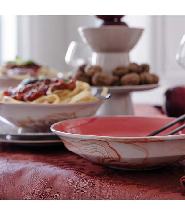 Le Jacquard Français gecoat tafellinnen Vegetal mood goji, 100% katoen, vanaf