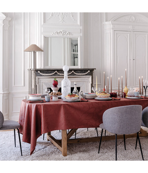 Le Jacquard Français gecoat tafellinnen Vegetal mood goji, 100% katoen, vanaf