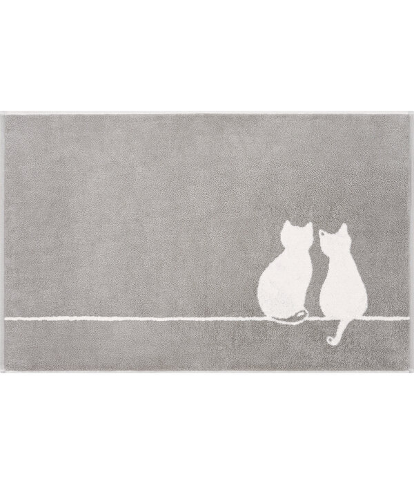 Cawö badmat Cute Cats 50x80 cm platin/weiß 6263/76