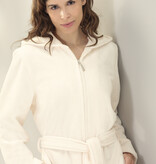 Cawö dames badjas roomwit met rits & capuchon, 837 (33 champagner)