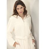 Cawö dames badjas roomwit met rits & capuchon, 837 (33 champagner)