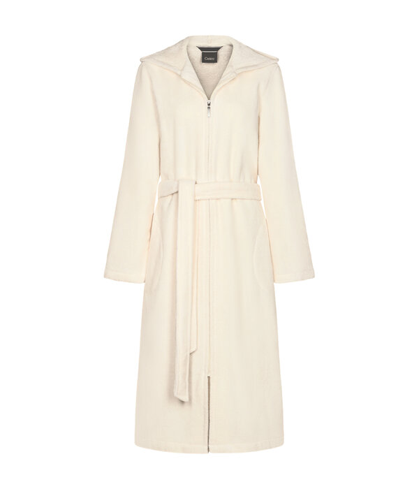 Cawö dames badjas roomwit met rits & capuchon, 837 (33 champagner)