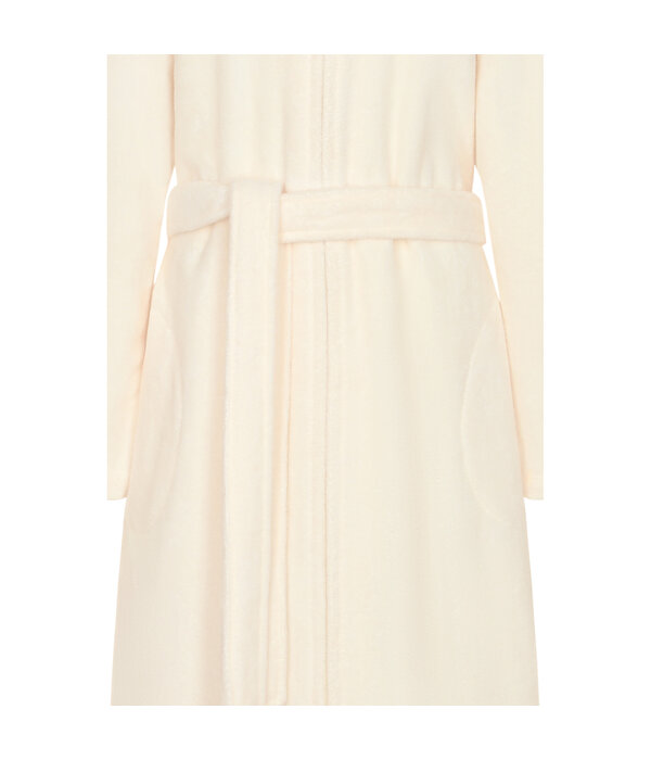 Cawö dames badjas roomwit met rits eb capuchon, 837 (33 champagner)