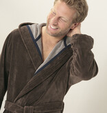 Cawö heren badjas met kapuchon bruin (mokka), Doubleface 831 (31)