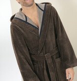 Cawö heren badjas met kapuchon bruin (mokka), Doubleface 831 (31)