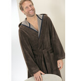 Cawö heren badjas met kapuchon bruin (mokka), Doubleface 831 (31)