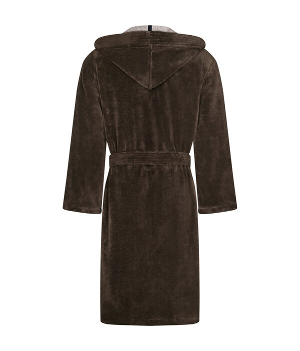 Cawö heren badjas met kapuchon bruin (mokka), Doubleface 831 (31)