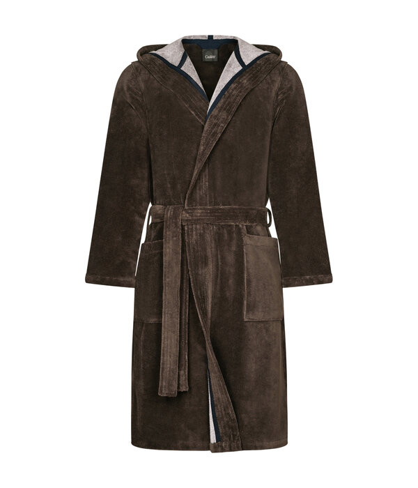 Cawö heren badjas met kapuchon bruin (mokka), Doubleface 831 (31)