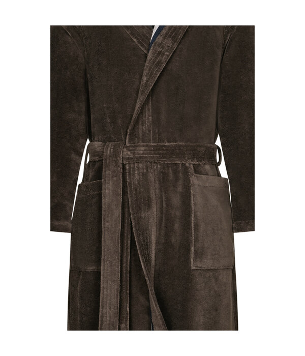 Cawö heren badjas met kapuchon bruin (mokka), Doubleface 831 (31)