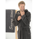 Cawö heren badjas met kapuchon donker grijs, Sauna Time 833, basalt (77)