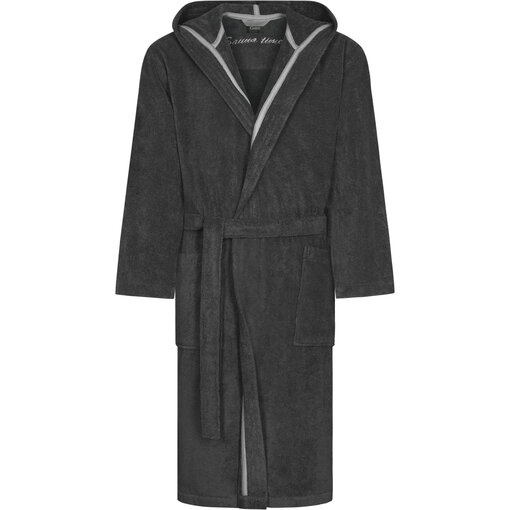 Cawö heren badjas met kapuchon donker grijs, Sauna Time 833, basalt (77)