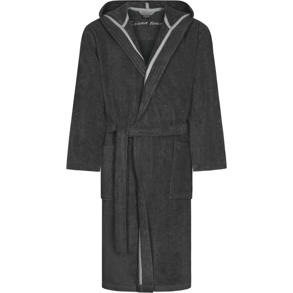 heren badjas met kapuchon donker grijs, Sauna Time 833, basalt (77)