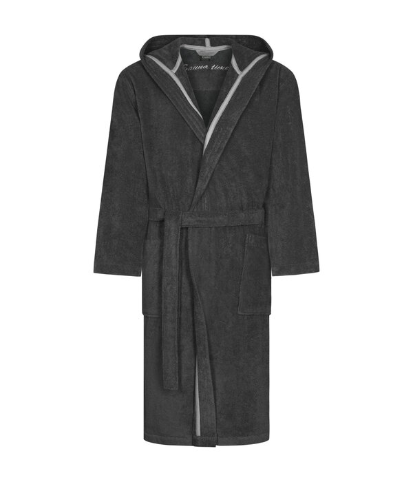 Cawö heren badjas met kapuchon donker grijs, Sauna Time 833, basalt (77)