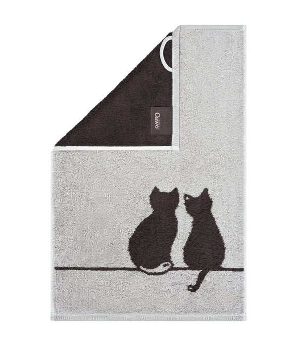 Cawö handdoekenlijn Cute Cats platin-basalt 6263/70, vanaf