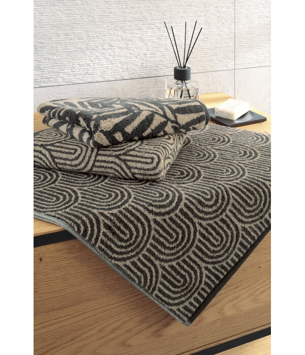 Cawö handdoekenlijn Maison Leaves basalt (37), 6267