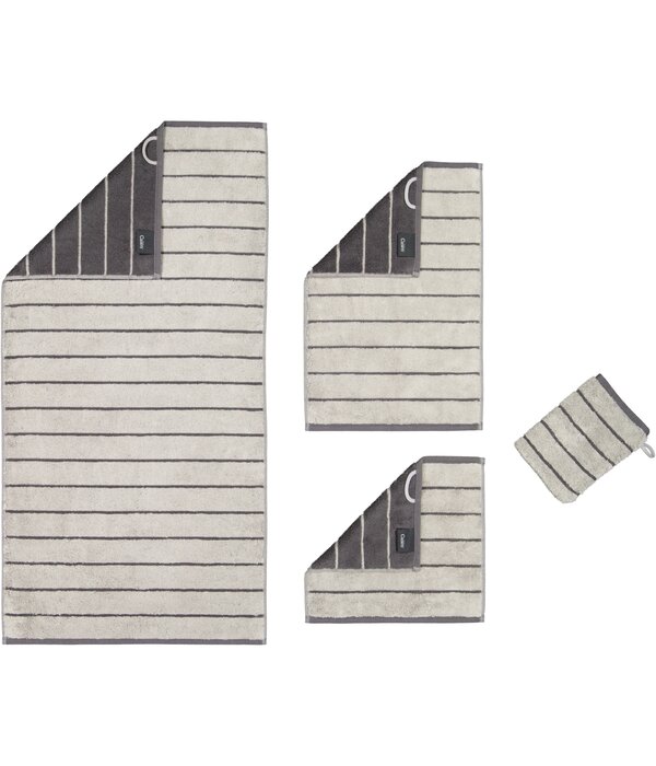 Cawö gestreepte handdoekenlijn Balance 6232, platin (77)