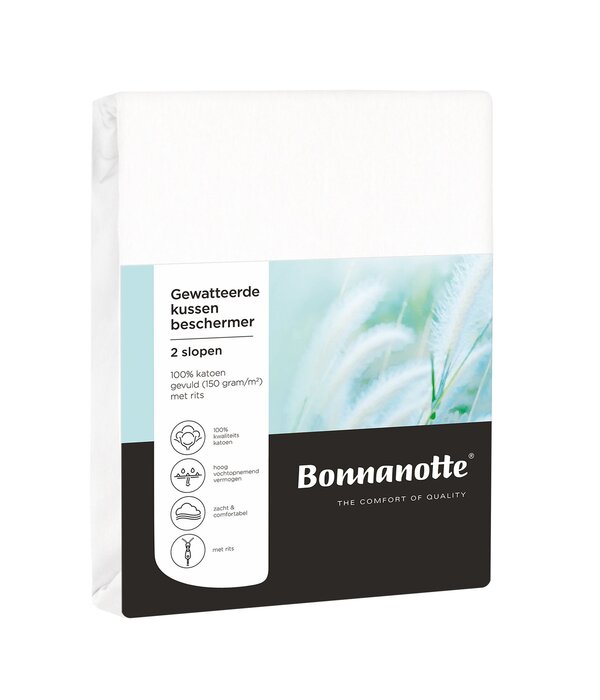 Bonnanotte set van 2 100% katoenen gewatteerde kussenbeschermers  60x90 cm