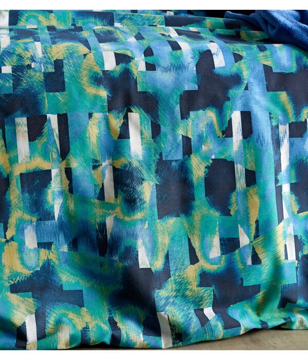 De Witte Lietaer dekbedovertrekset Checkered sea green 180TC