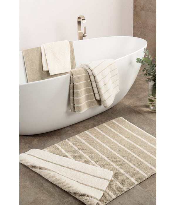 Cawö zandkleurige gestreepte badmat Balance 1008, natur (33)