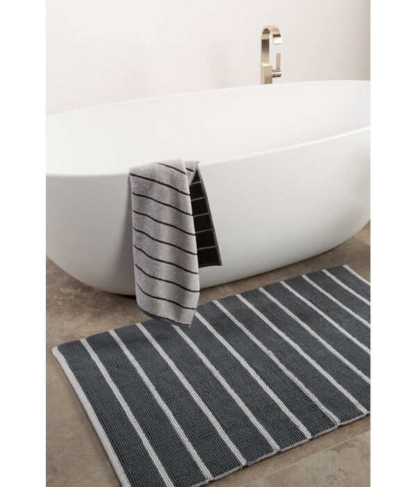 Cawö antraciet gestreepte badmat Balance 1008, anthrazit (73)