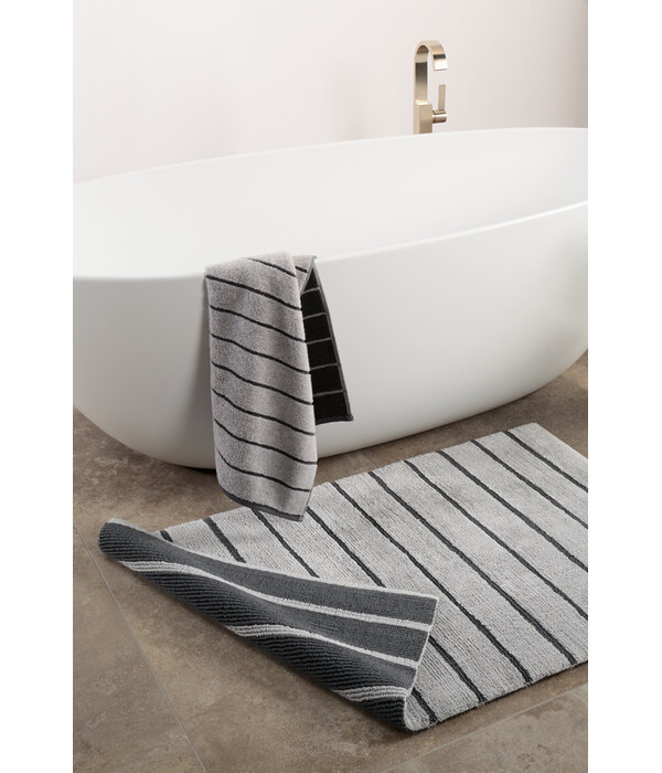 Cawö antraciet gestreepte badmat Balance 1008, anthrazit (73)