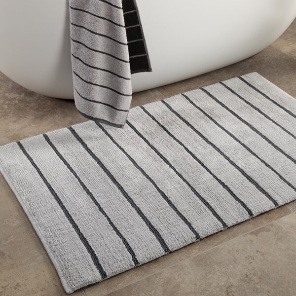 zilver grijs gestreepte badmat Balance 1008, platin (77)