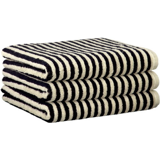 Cawö zwart - beige gestreepte handdoekenlijn Natural 6216, zwart/beige