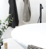 Cawö zwart - beige gestreepte handdoekenlijn Natural 6216, zwart/beige