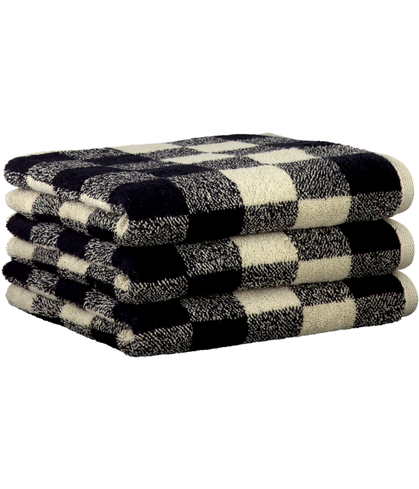 Cawö zwart - beige handdoekenlijn Natural Check 6217