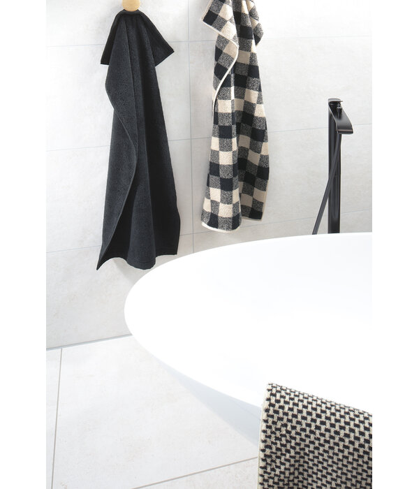 Cawö zwart - beige handdoekenlijn Natural Check 6217