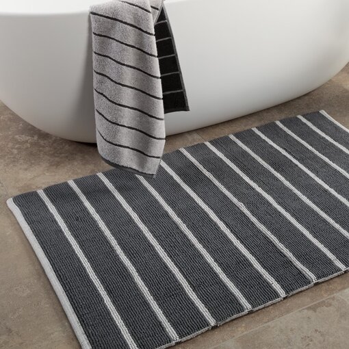 Cawö antraciet gestreepte badmat Balance 1008, anthrazit (73)