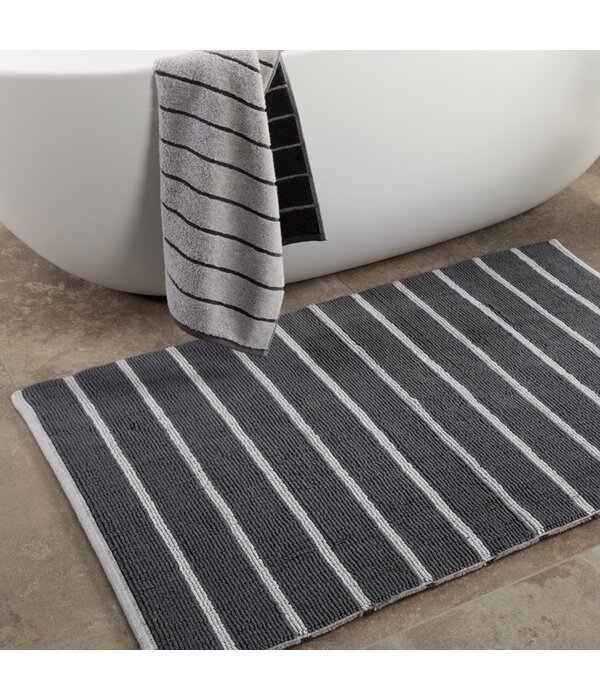 Cawö antraciet gestreepte badmat Balance 1008, anthrazit (73)