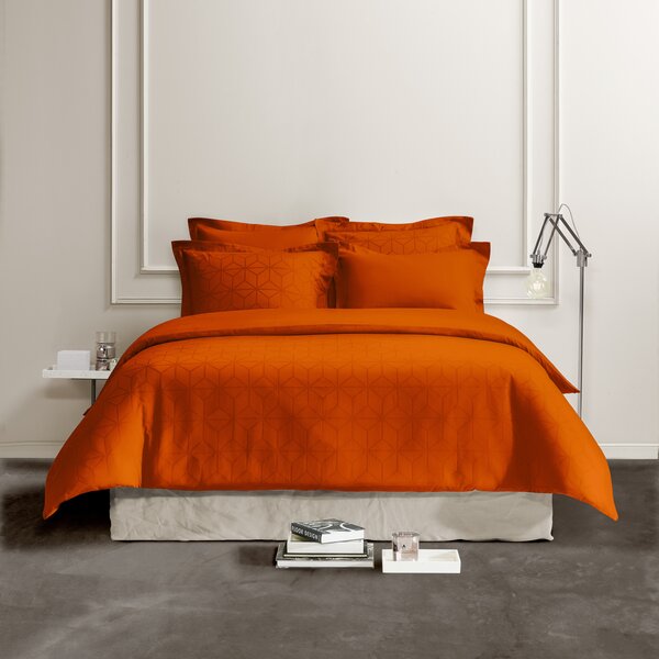 oranje dekbedovertrekset Skyscraper goldflame, 220TC, vanaf