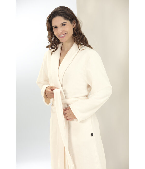 Cawö roomkleurige dames badjas met shawlkraag, 836 (champagne, 33)