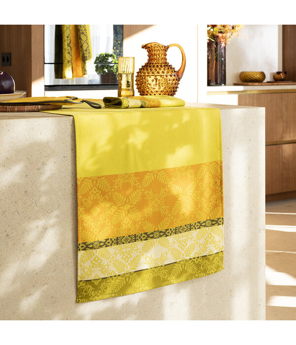 Le Jacquard Français Mumbai yellow, gecoat tafellinnen