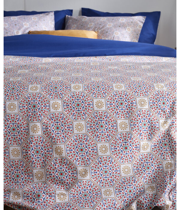 De Witte Lietaer dekbedovertrekset Aziz soladite blue 180TC