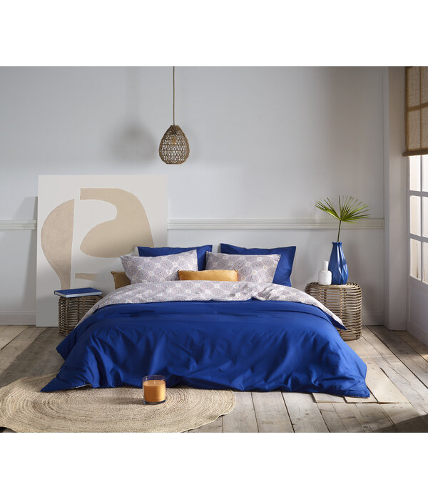 De Witte Lietaer dekbedovertrekset Aziz soladite blue 180TC