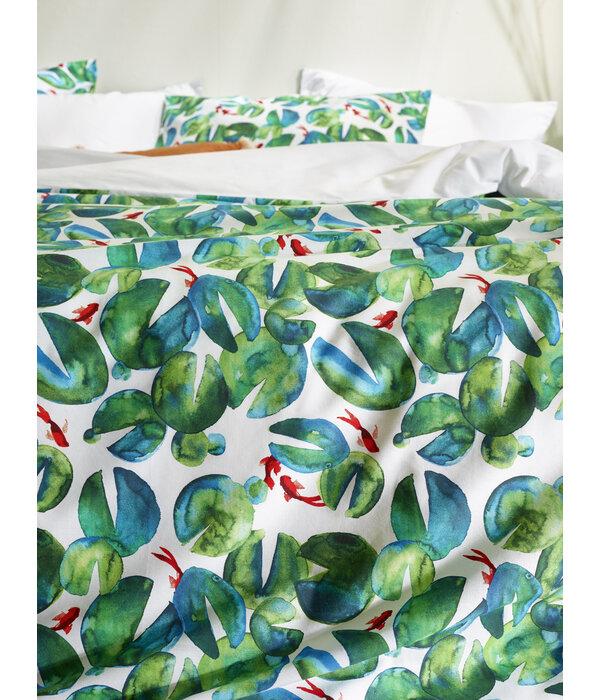 De Witte Lietaer dekbedovertrekset Puddle jolly green 180TC