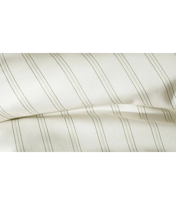 De Witte Lietaer offwhite met groene streep dekbedovertrekset Chiara winter moss 200TC