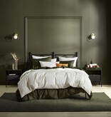 De Witte Lietaer offwhite met groene streep dekbedovertrekset Chiara winter moss 200TC