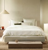 De Witte Lietaer offwhite met groene streep dekbedovertrekset Chiara winter moss 200TC