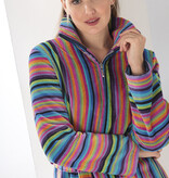 Cawö dames badjas multicolor 1456 kleurrijk (14), licht velours, 2-weg rits