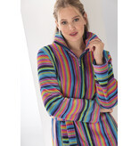 Cawö dames badjas multicolor 1456 kleurrijk (14), licht velours, 2-weg rits