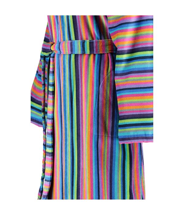 Cawö dames badjas multicolor 1456 kleurrijk (14), licht velours, 2-weg rits