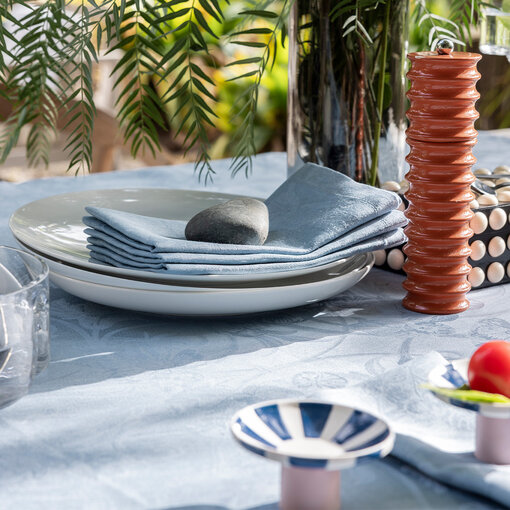 Le Jacquard Français Tivoli blue tafellinnen, 100% gekamd linnen