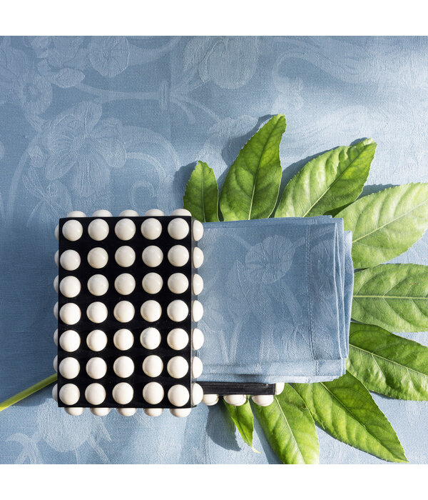 Le Jacquard Français Tivoli blue tafellinnen, 100% gekamd linnen