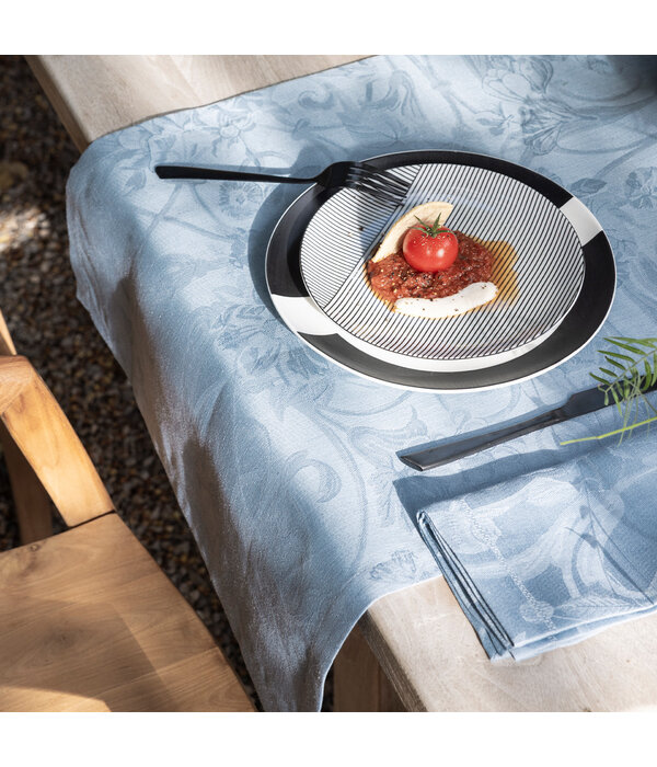 Le Jacquard Français Tivoli blue tafellinnen, 100% gekamd linnen