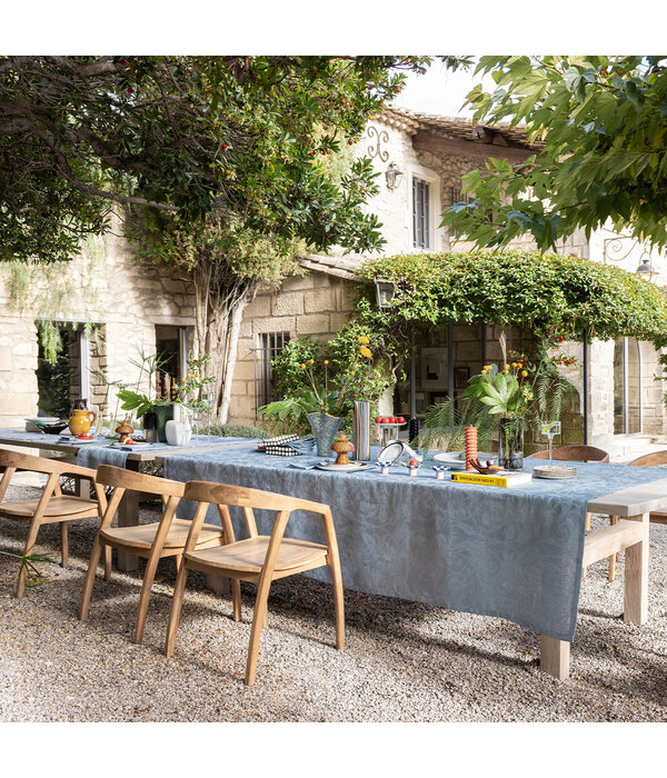 Le Jacquard Français Tivoli blue tafellinnen, 100% gekamd linnen